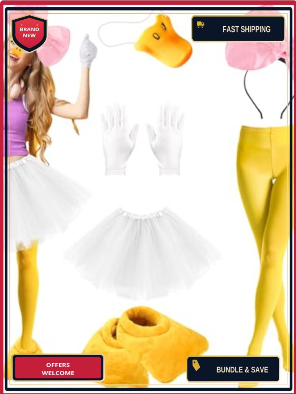 Halloween Duck Costume Set for Women: Nose, Headband, Tutu & Accessories